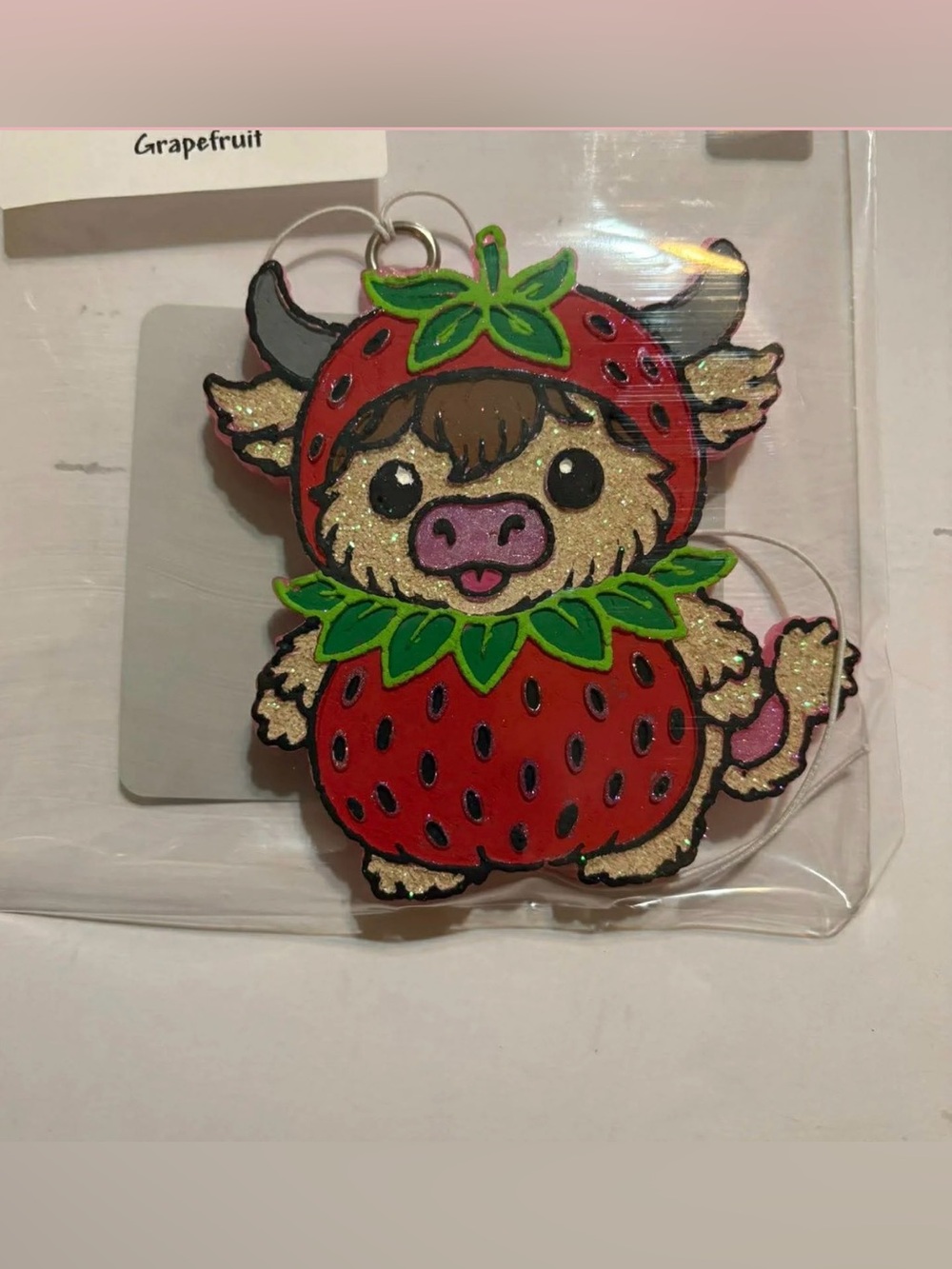 Strawberry Costume Cow Freshie- ruby red grapefruit scent